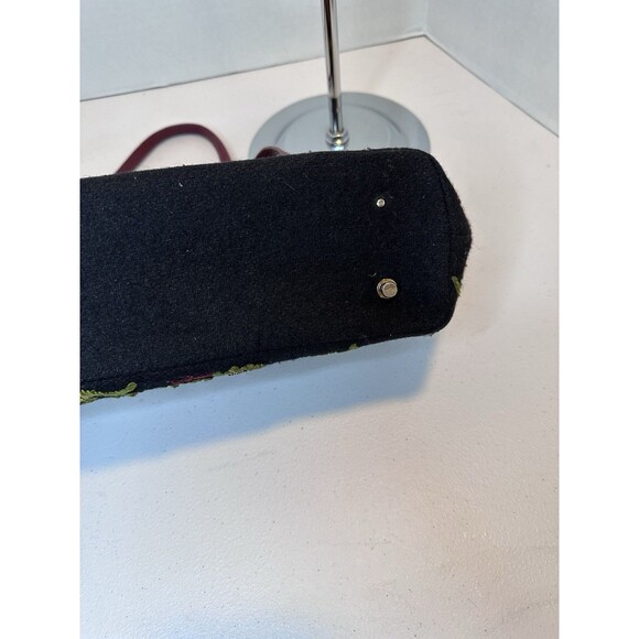 Carolee Vintage Embroidered Black Wool Hand Bag Purse, Acorn Motif With Beads - Picture 11 of 12